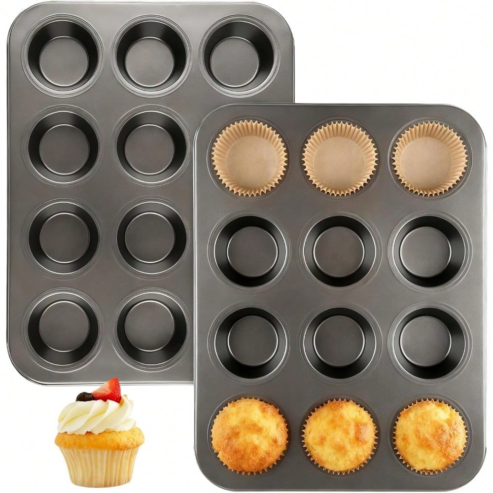 Muffin Tin Nonstick - 2팩 머핀 팬(100개 컵케이크 라이너 포함),