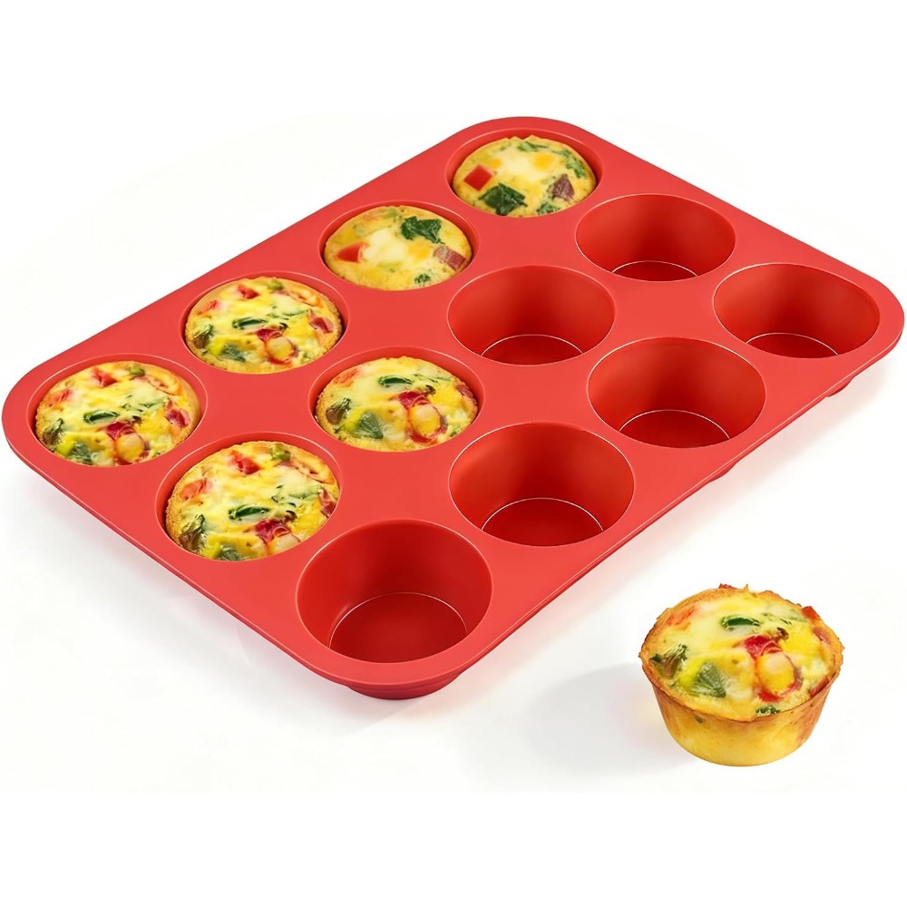 Muffin Tin Nonstick - 12컵 실리콘 머핀 팬 논스틱 컵케이크