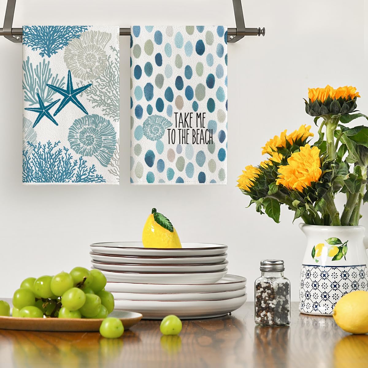 4개, 줄무늬 산호 해마 여름용 주방 타월, 40Cm* - Kitchen Baking Cloth 리뷰 및 가격