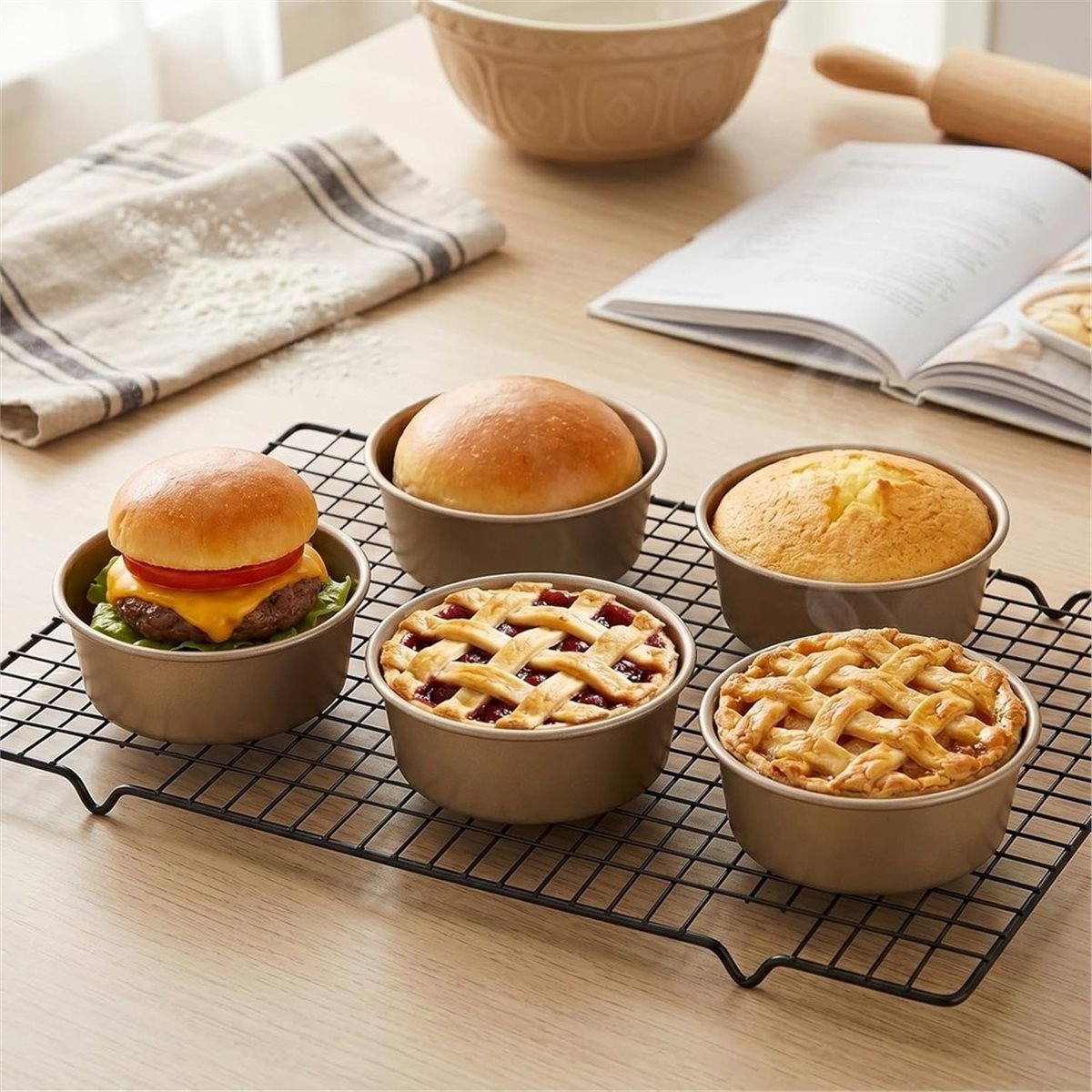 8팩 미니 파이 팬, 4인치 재사용 가능한 논스틱 작은 - Muffin Tin Nonstick 리뷰 및 가격