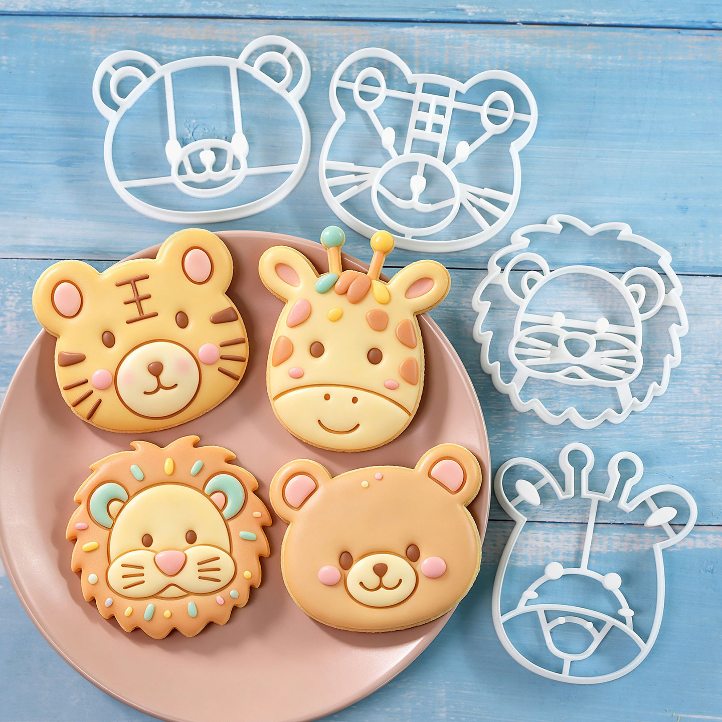 4개 동물 쿠키 커터 세트 3D 귀여운 사자 호랑이 기 - Cookie Cutter Set 리뷰 및 가격