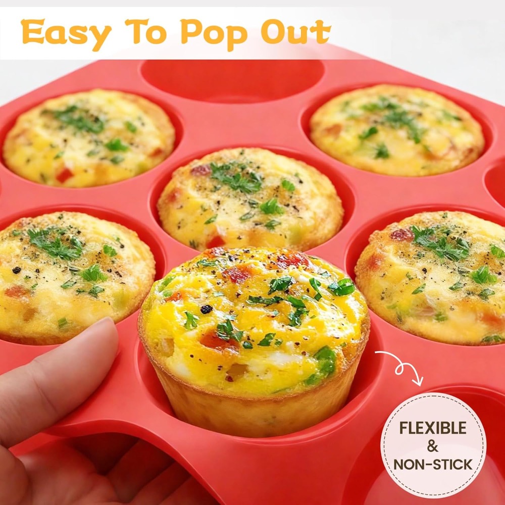 12컵 실리콘 머핀 팬 논스틱 컵케이크 베이킹 몰드 재 - Muffin Tin Nonstick 리뷰 및 가격