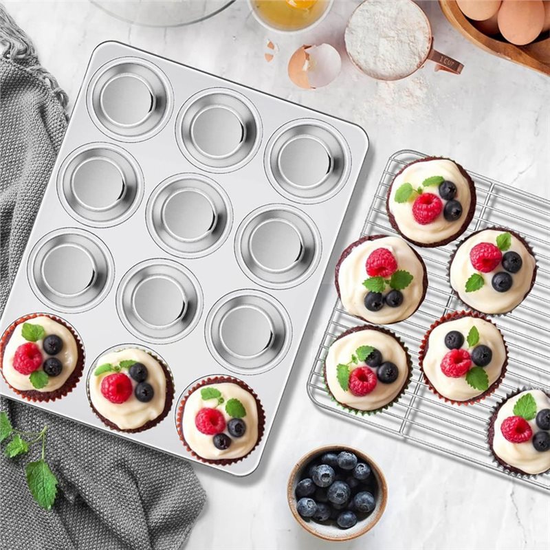 ABAE-머핀 팬, 12컵 일반 크기 스테인리스 스틸  - Muffin Tin Nonstick 리뷰 및 가격