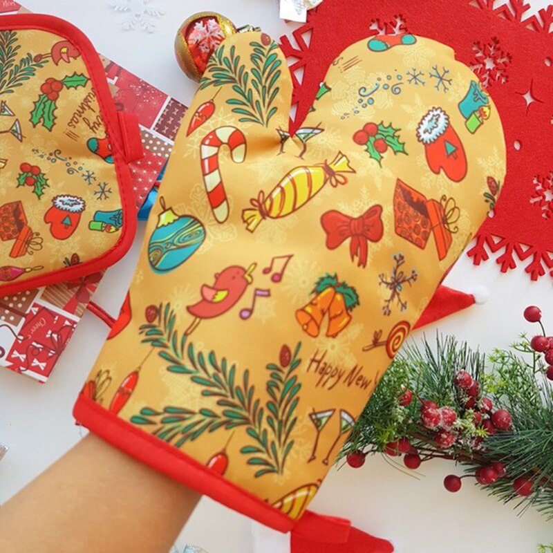2pcs/세트 크리스마스 오븐 미트와 냄비 홀더 세트  - Kitchen Baking Ware 리뷰 및 가격