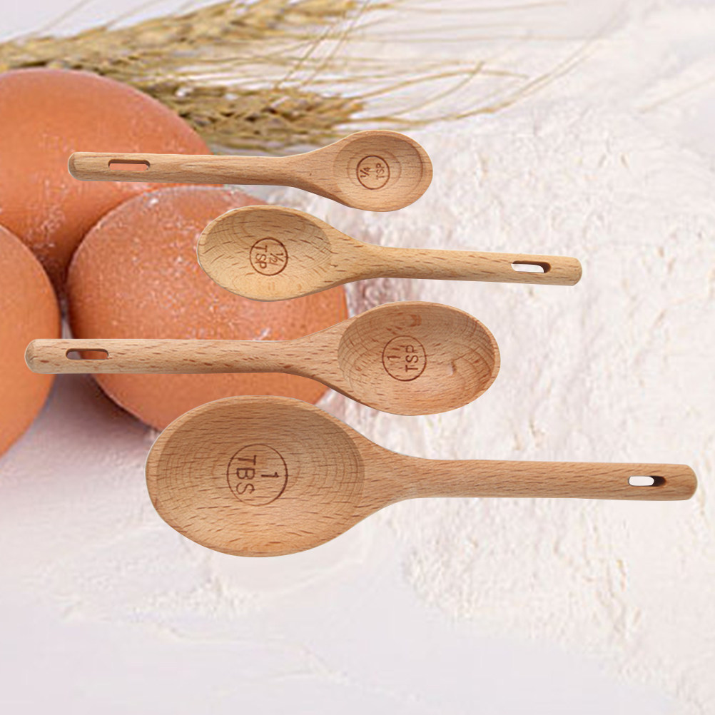 4개의 나무 계량스푼 세트, 너도밤나무 재질, 정확한  - Baking (Kitchen Ingredient) 리뷰 및 가격