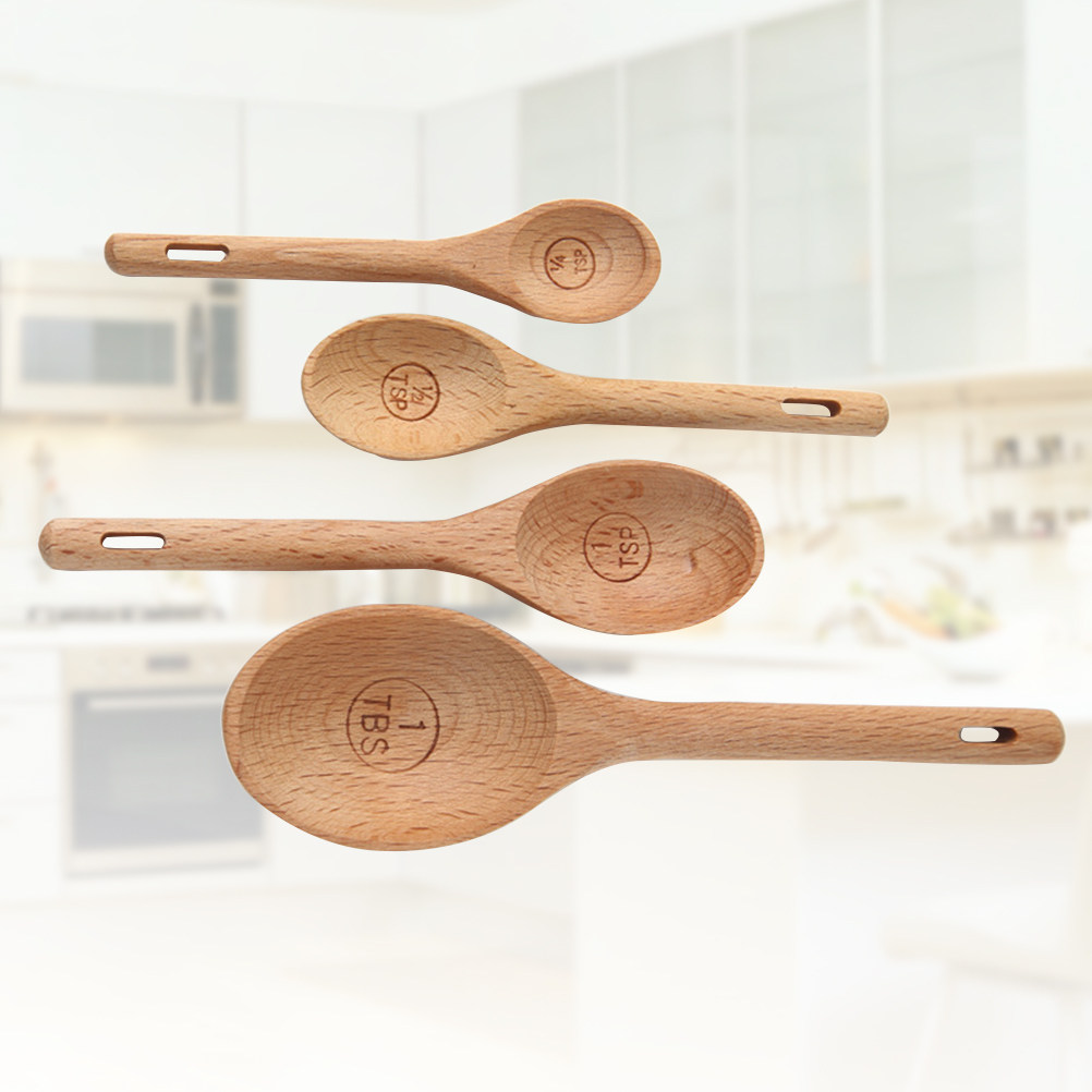 4개의 나무 계량스푼 세트, 너도밤나무 재질, 정확한  - Baking (Kitchen Ingredient) 리뷰 및 가격